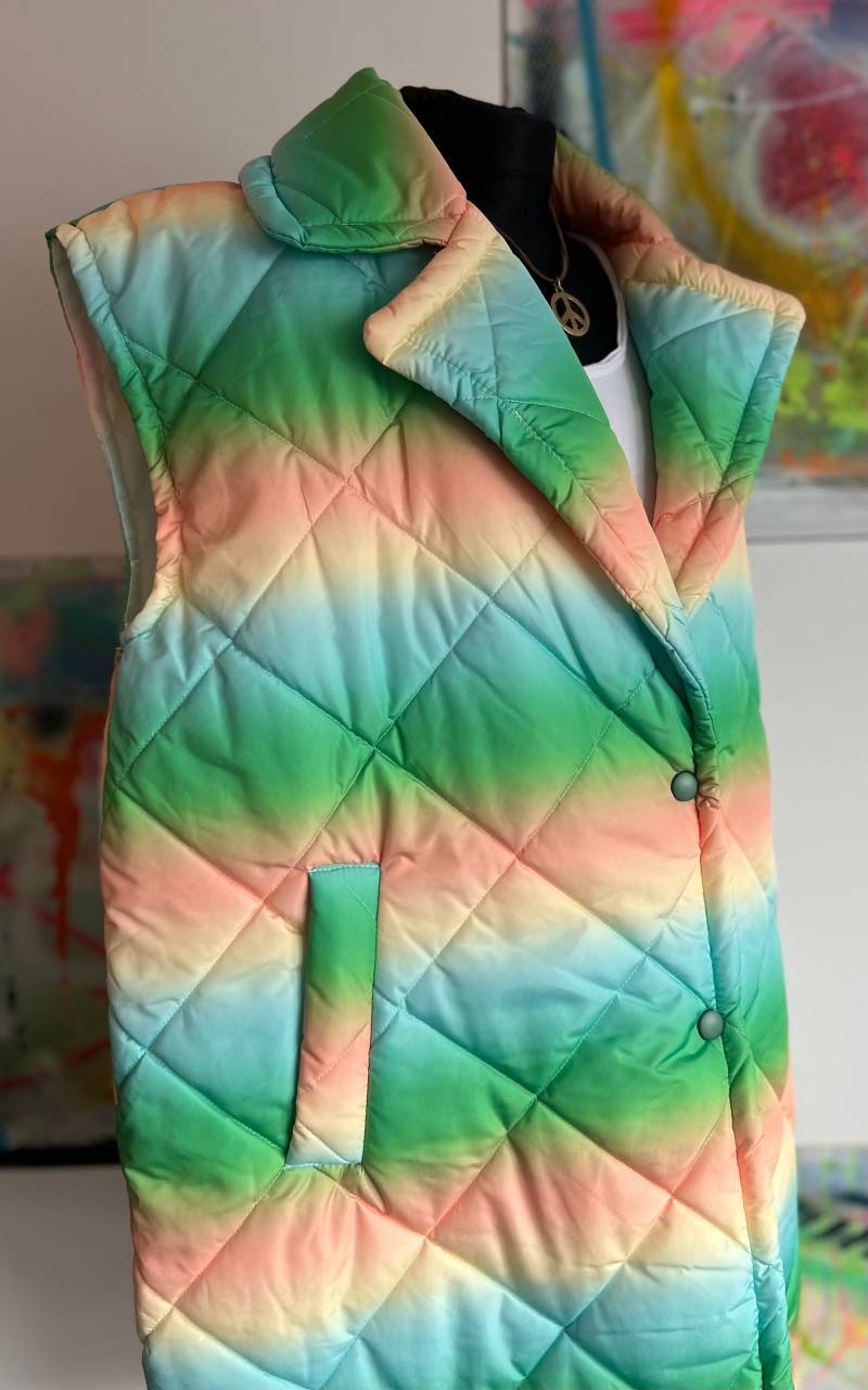 Langer Weste//steppweste //Größe 36-48//Must Have//Grün//Oversized//Bunt von Villakunterbunt12