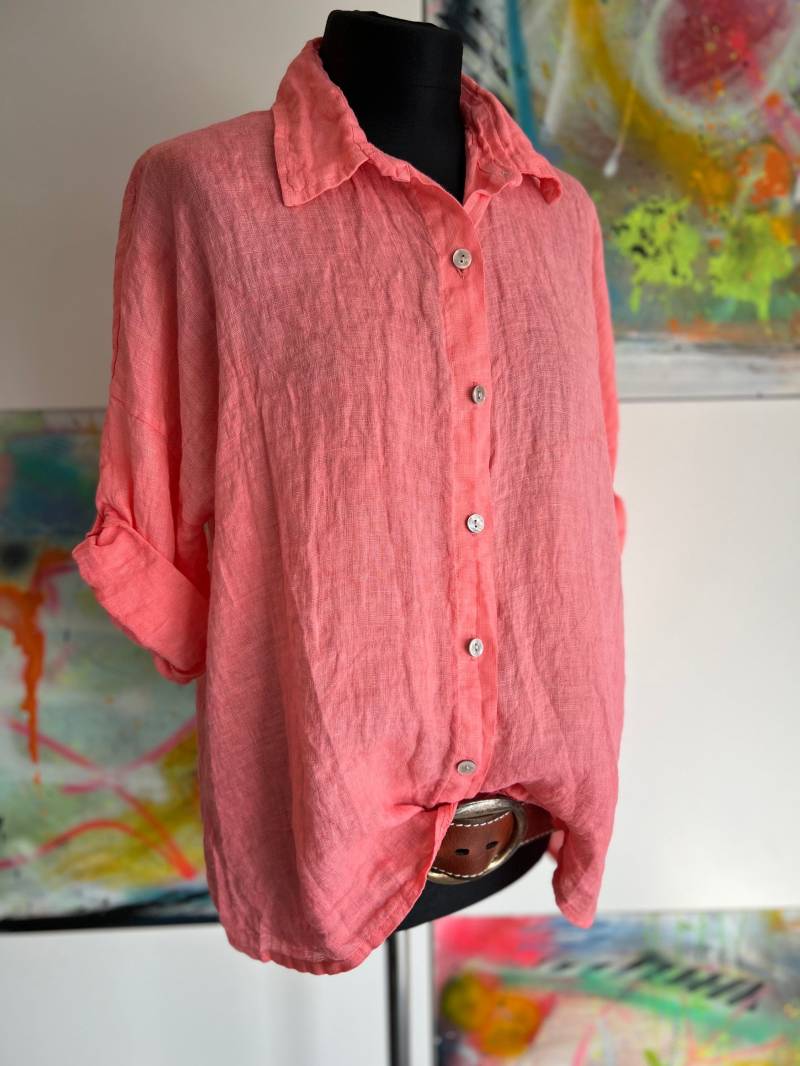 Leinen Bluse//Boho Style//Apricot//Spring//Sommer//Hemd Mit Knopfleiste//Tunika Bluse// von Villakunterbunt12