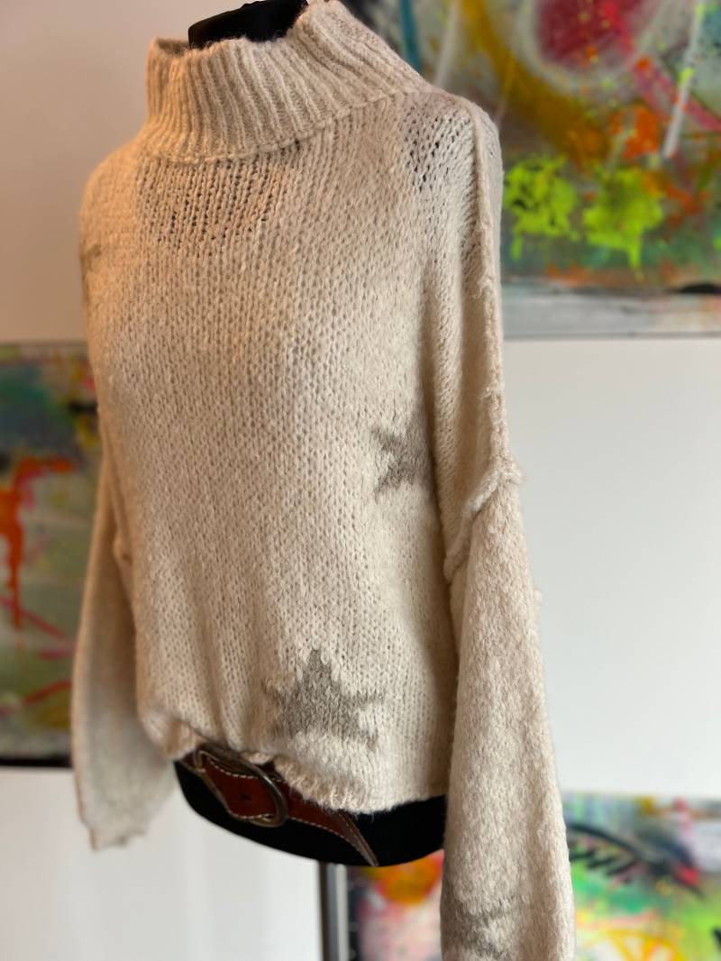 strickpulli//strickpullover//Wollweiß //Größe 36-44//Grobstrick//sterne//stars// von Villakunterbunt12