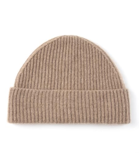 Villand 100% Kaschmir Gerippter Umgeschlagener Hut für Männer, Ultra-Weiche Reine Kaschmir Winter Skimütze (Camel) von Villand