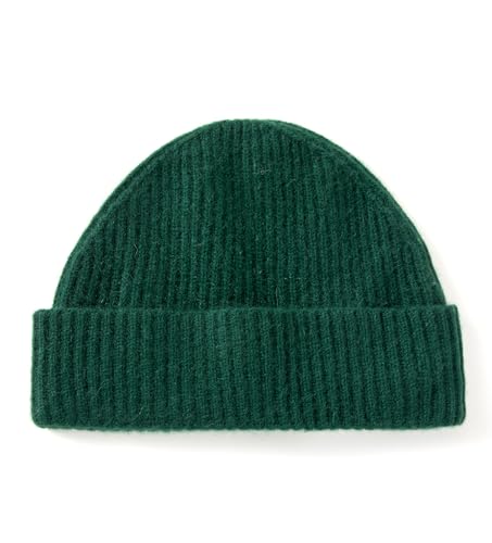 Villand 100% Kaschmir Gerippter Umgeschlagener Hut für Männer, Ultra-Weiche Reine Kaschmir Winter Skimütze (Grün) von Villand