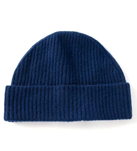 Villand 100% Kaschmir Gerippter Umgeschlagener Hut für Männer, Ultra-Weiche Reine Kaschmir Winter Skimütze (Marineblau) von Villand