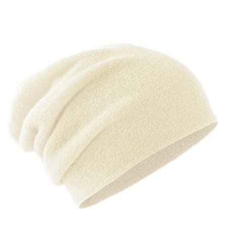 Villand 100% Kaschmir Mütze für Damen und Herren mit Geschenkbox, doppellagige Kaschmir Strickmütze, übergroße Winter Skimütze (Beige) von Villand
