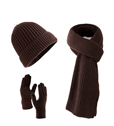 Villand Scarf Beanie Golves Set für Damen und Herren mit Geschenkbox (Kaffee) von Villand