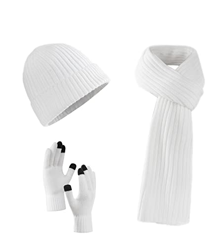 Villand Scarf Beanie Golves Set für Damen und Herren mit Geschenkbox (Weiß) von Villand