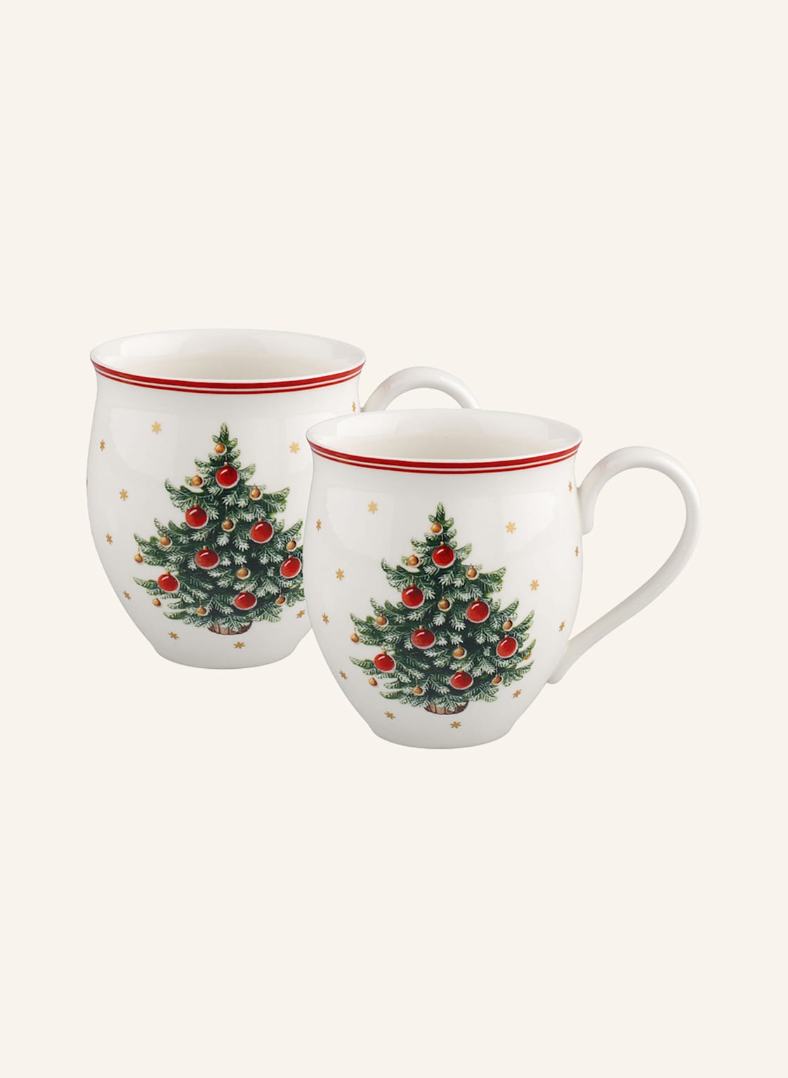 Villeroy & Boch Becher Mit Henkel Set 2tlg., Tannenbaum Toy's Delight rot von Villeroy & Boch