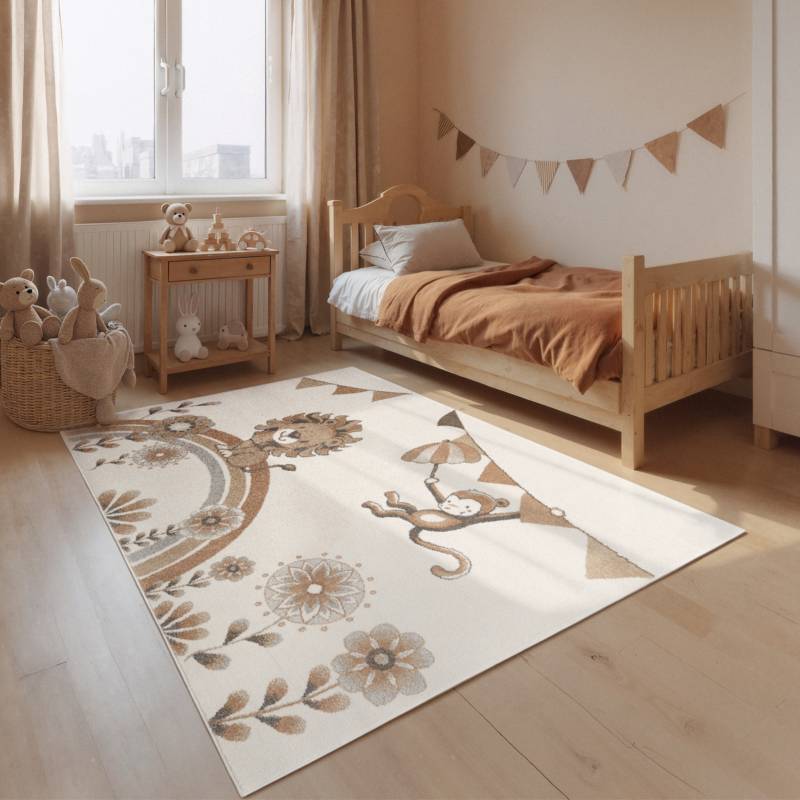 Villeroy & Boch Kinderteppich "Roar like a Lion Summer Party Teppich" rechteckig 9 mm Höhe Spielteppich weich, Kinderzimmer, Boho Kids Spielunterlage, Tieremotiv von Villeroy & Boch