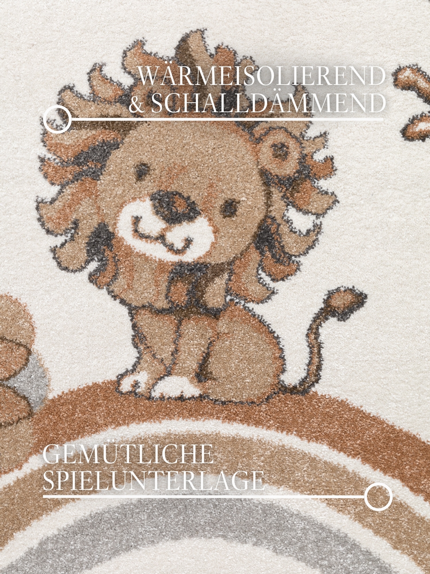 Villeroy & Boch Kinderteppich "Roar like a Lion" rund 9 mm Höhe Spielteppich weich, Kinderzimmer, Boho Kids Spielunterlage, Tieremotiv Villeroy & Boch Kinderteppich "Roar like a Lion" rund 9 mm Höhe Spielteppich weich, Kinderzimmer, Boho Kids Spielunterlage, Tieremotiv von Villeroy & Boch