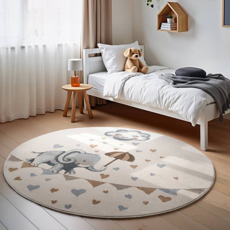 Villeroy & Boch Kinderteppich "Walk like an Elephant Rainy" rund 9 mm Höhe Spielteppich weich, Kinderzimmer, Boho Kids Spielunterlage, Tieremotiv Villeroy & Boch Kinderteppich "Walk like an Elephant Rainy" rund 9 mm Höhe Spielteppich weich, Kinderzimmer, Boho Kids Spielunterlage, Tieremotiv von Villeroy & Boch