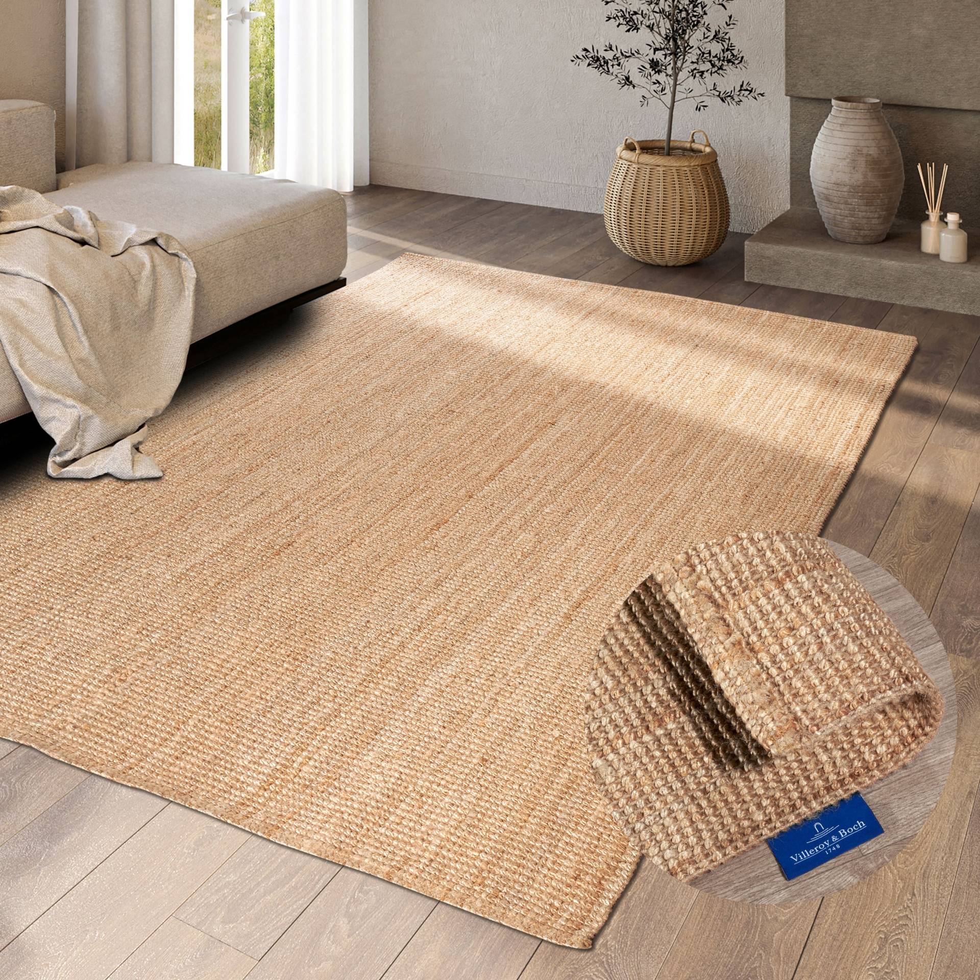 Villeroy & Boch Teppich "Rosalie Juteteppich" rechteckig 10 mm Höhe Läufer, 100% Jute, Natur, Wohnzimmer, Esszimmer, Schlafzimmer, GRS von Villeroy & Boch