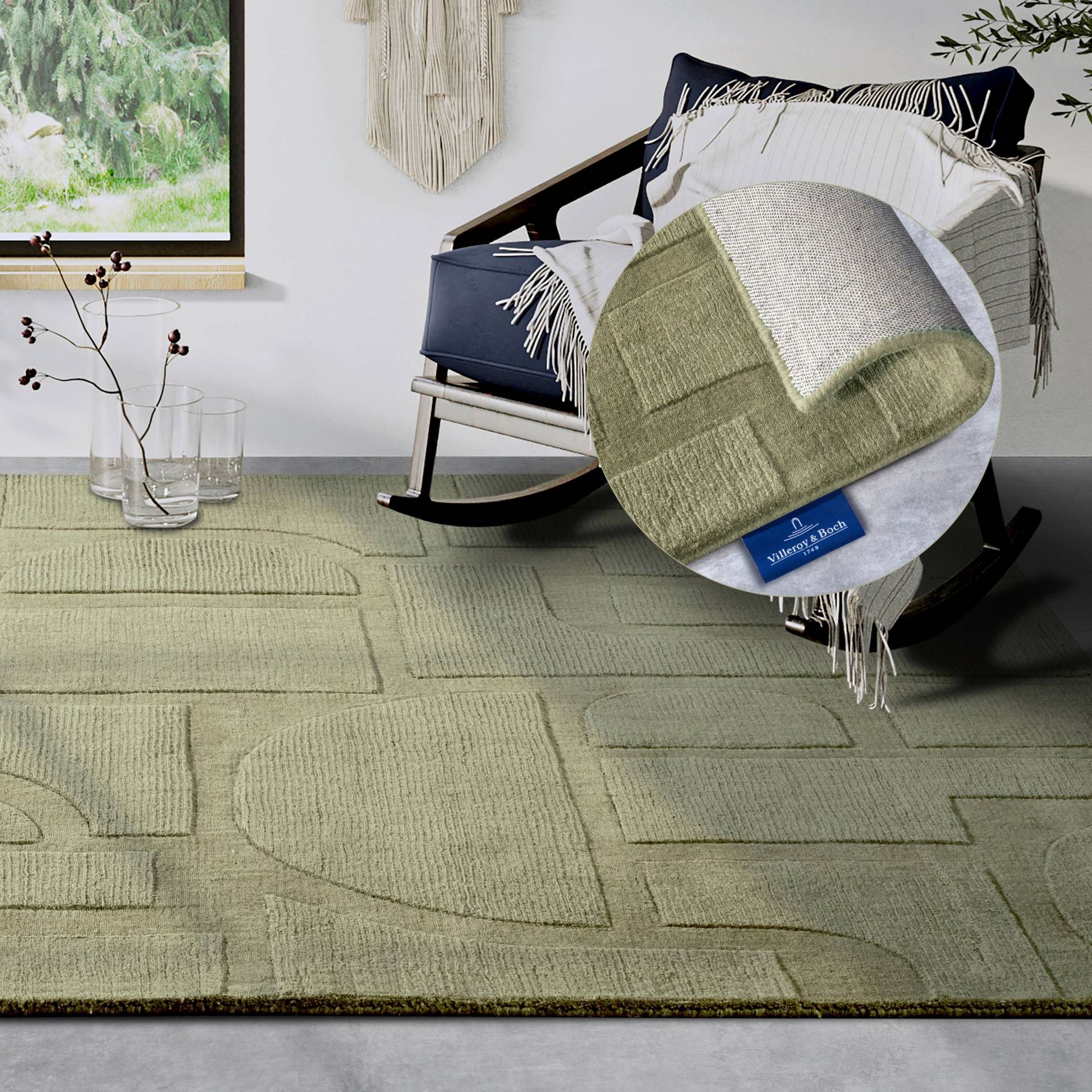 Villeroy & Boch Wollteppich "Alexis" rechteckig 10 mm Höhe Handgewebt, Wolle, Natur, Wohnzimmer, Geometrie, Boho, Design von Villeroy & Boch