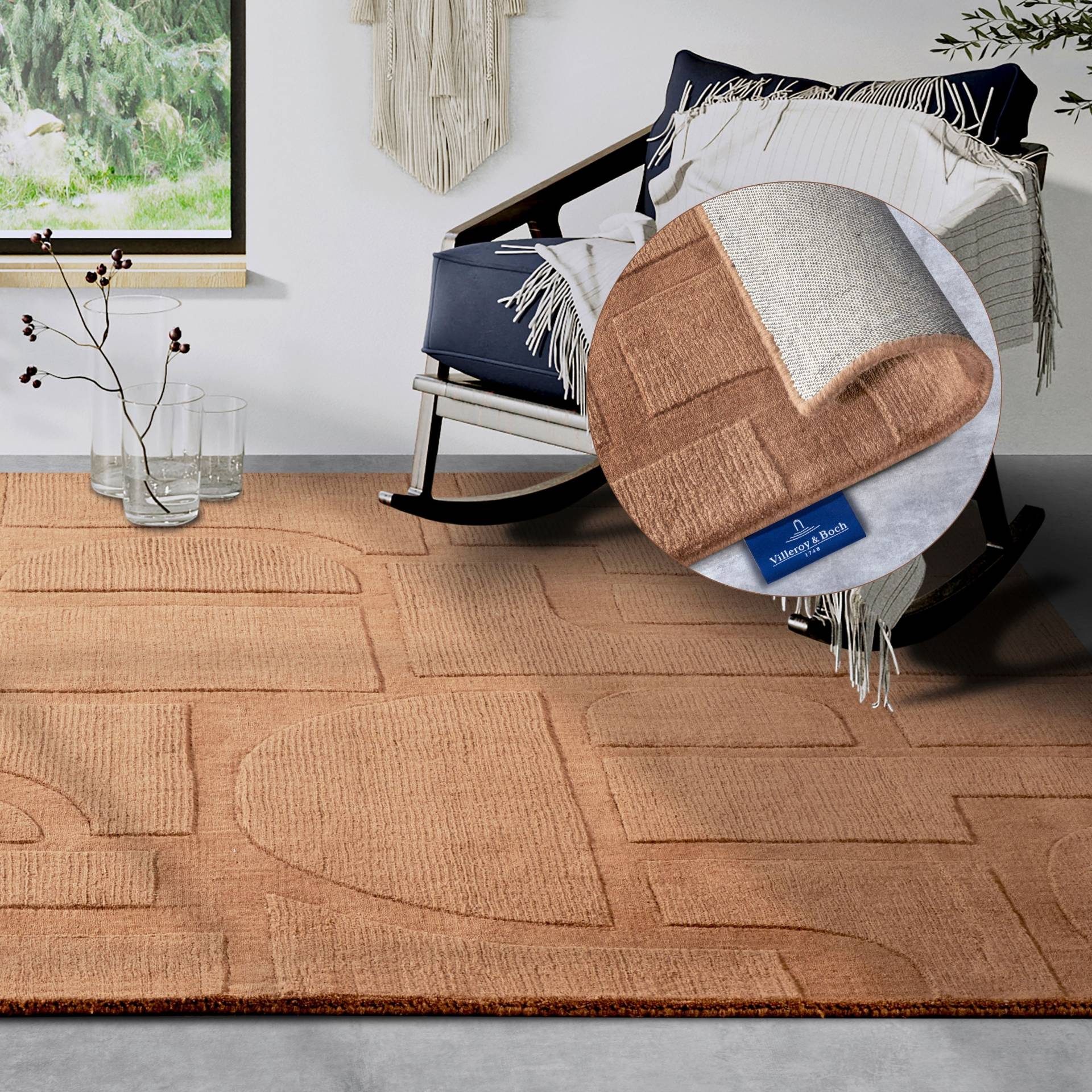 Villeroy & Boch Wollteppich "Alexis" rechteckig 10 mm Höhe Handgewebt, Wolle, Natur, Wohnzimmer, Geometrie, Boho, Design von Villeroy & Boch