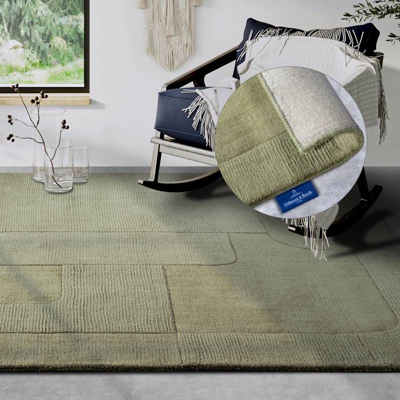 Villeroy & Boch Wollteppich "Charlotte" rechteckig 10 mm Höhe Läufer, Handgewebt, Wolle, Natur, Läufer, Wohnzimmer, Geometrie von Villeroy & Boch