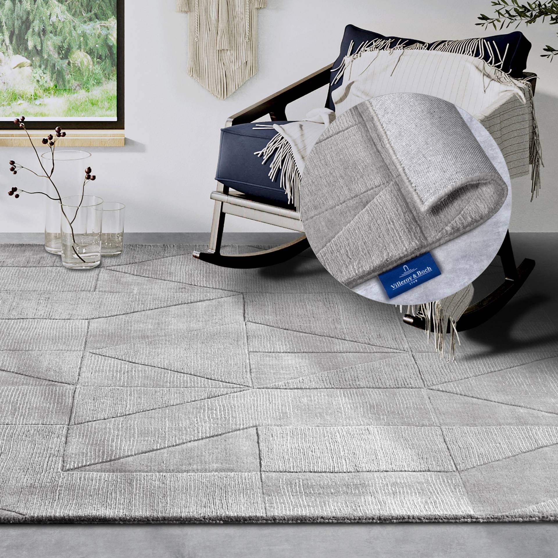 Villeroy & Boch Wollteppich "Ursule" rechteckig 10 mm Höhe Läufer, handgewebt, Wolle, Natur, Wohnzimmer, Geometrie, Boho von Villeroy & Boch