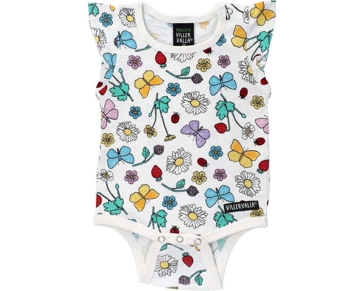 Villervalla Kurzarmbody Flower Mädchen Babybody mit kurzen Ärmeln, Bodysuit, Babybody, Einteiler, Basic-Body von Villervalla