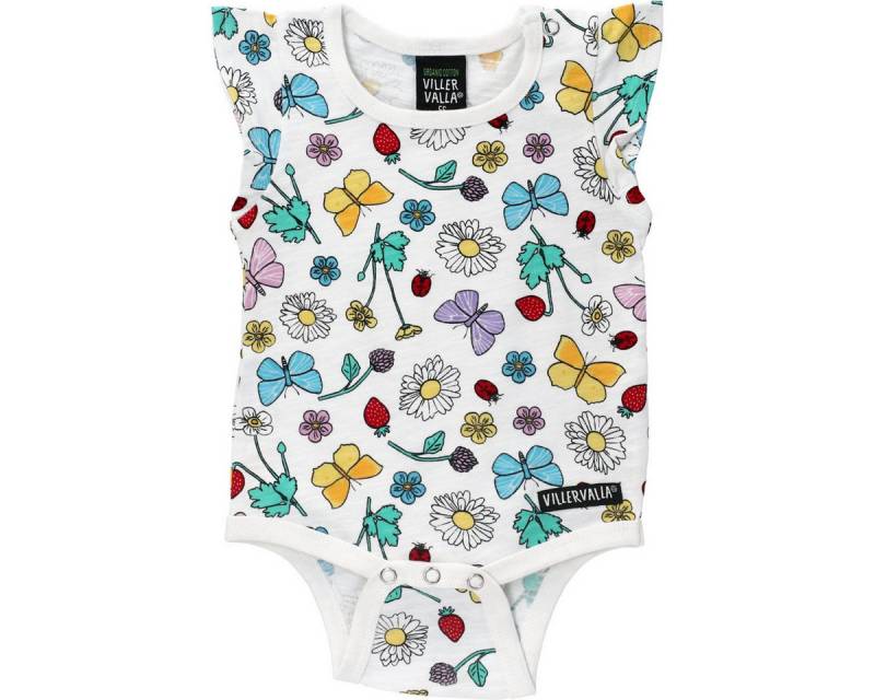 Villervalla Kurzarmbody Flower Mädchen Babybody mit kurzen Ärmeln, Bodysuit, Babybody, Einteiler, Basic-Body von Villervalla
