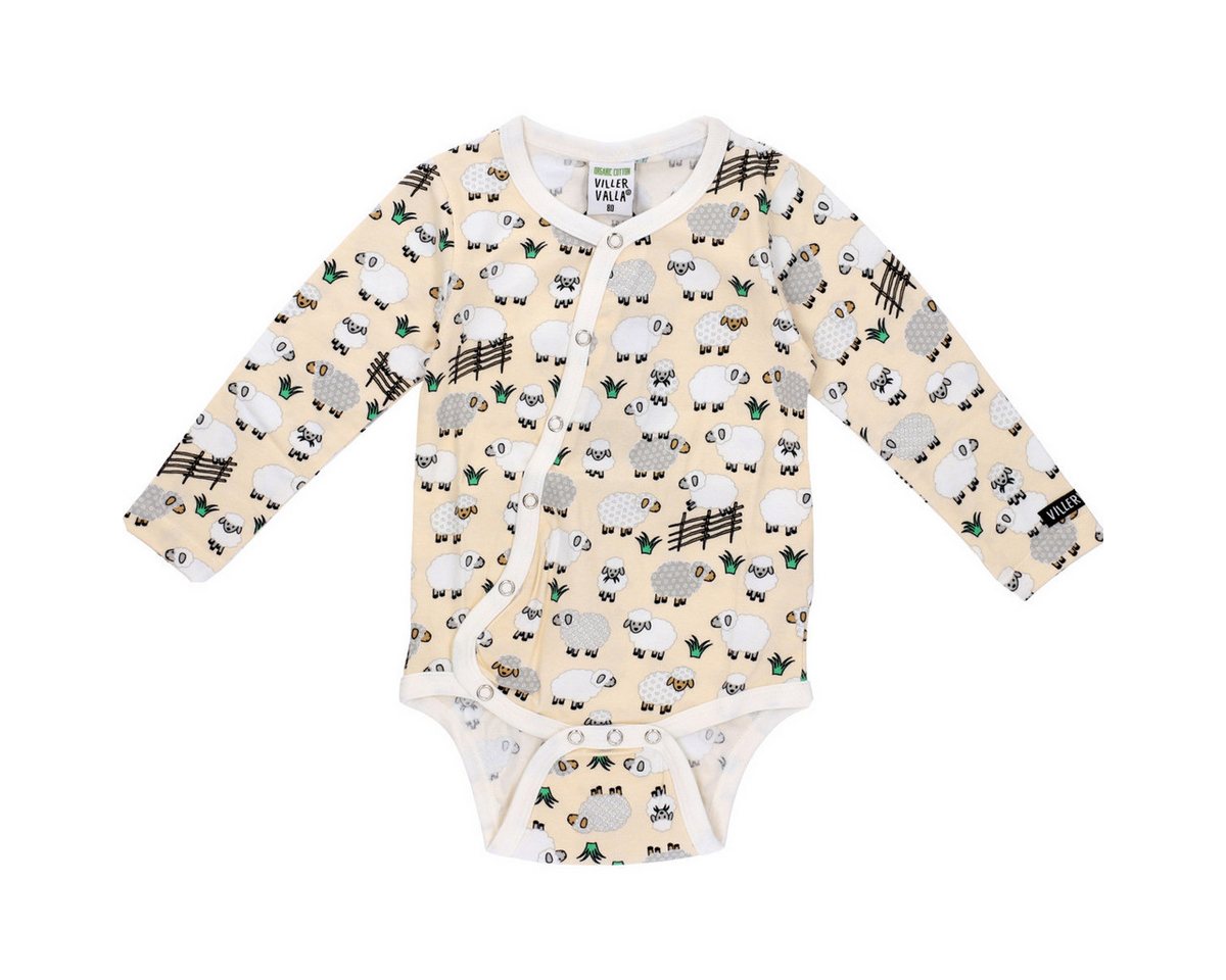 Villervalla Langarmwickelbody Schaf Unisex Kinder (1-tlg) Langarm Einteiler, Body, Longsleeve-Body, Bodysuit, Stretchbody von Villervalla