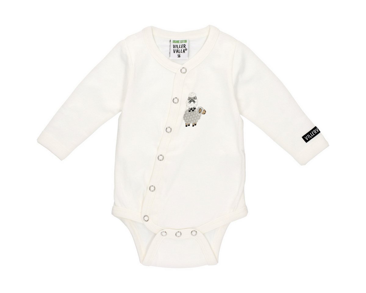 Villervalla Langarmwickelbody Schaf Unisex Kinder (1-tlg) Langarm Einteiler, Body, Longsleeve-Body, Bodysuit, Stretchbody von Villervalla