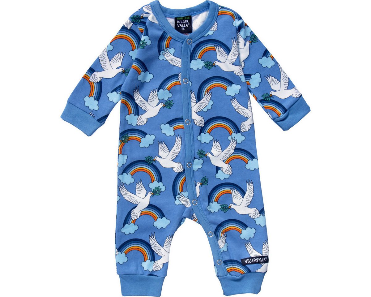 Villervalla Strampler Regenbogen Peace Unisex Kinder Einteiler, Overall, Babyanzug, Babyoverall, Babyanzug von Villervalla