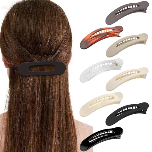 Flache Haarspangen für Damen, französische große flache Haarklammern für dickes, dünnes Haar (neutrale Farben), 8 Stück von Villorem