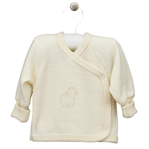 Baby Shirt Wickelshirt 100% Merinowolle Größen 56, 62, 68, (62) Farbe Ecru Mädchen und Jungen von Vilma Kenti