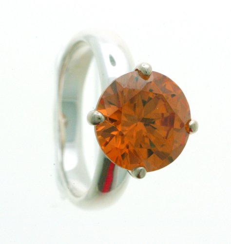 Vilma Righi Damen-Ring mit Zirkonia champagnerfarbig Silber 925 rhodiniert Gr. 58 von Vilma Righi