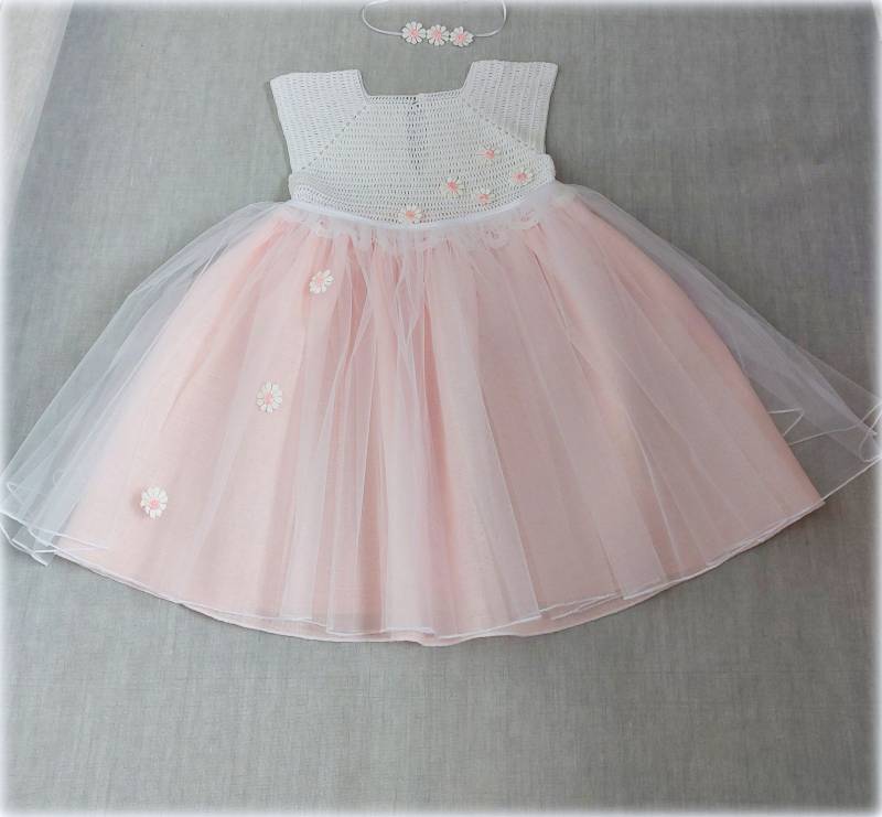 Taufkleid Festkleid Aus Leinen Und Baumwolle Mit Stirnband Alles Handarbeit Vilma Kenti von VilmaKenti