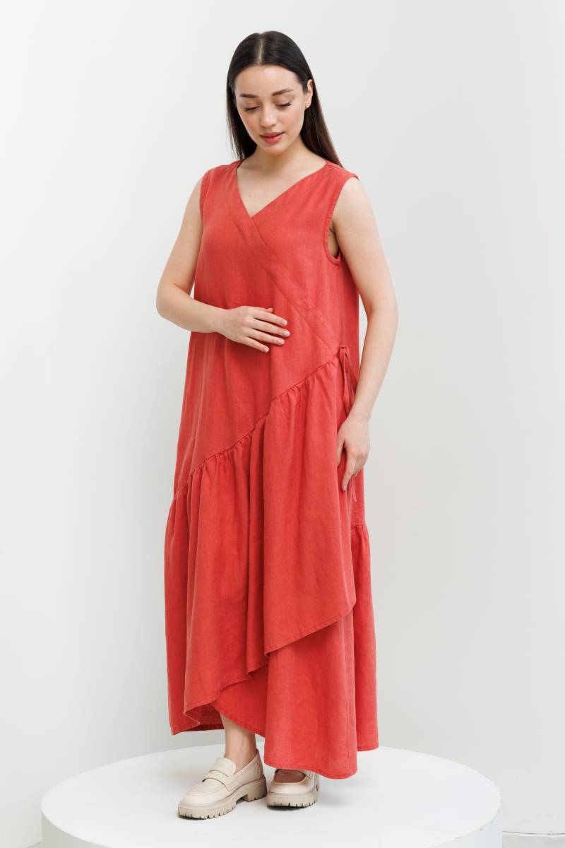 Leinen Maxi-Wickelkleid Schmeichelhafte Silhouette, Plus Size von VilniIdeas