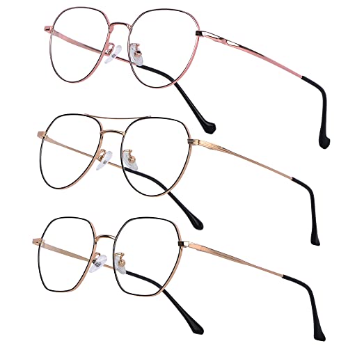 Vimbloom Blaulichtfilter Brille Computerbrille PC Gaming Bluelight Filter Uv Blue Light Blocking Glasses Anti Damen Herren Ohne Stärke Entspiegelt VI387 (Roségold und 2 Schwarzgold) von Vimbloom