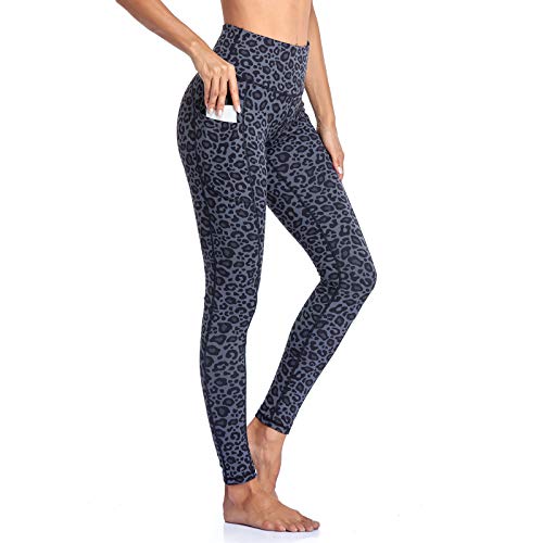 Vimbloom High Waist Leggings Damen Sport Fitness Yogahose Yoga Hose Sporthose Leggins Fitnesshose mit Taschen VI263(Grüner Leopard,M) von Vimbloom