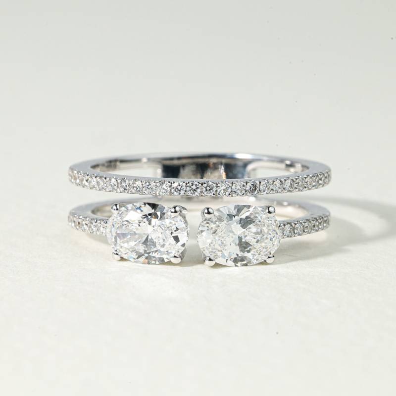 1.35 Ct Lab Diamant Verlobungsring | Toi Et Moi Design E Vs Birne & Oval Cut Erstellt Diamanten Verstellbar Halo Ring, Geschenk Für Sie von VimleshBadaya