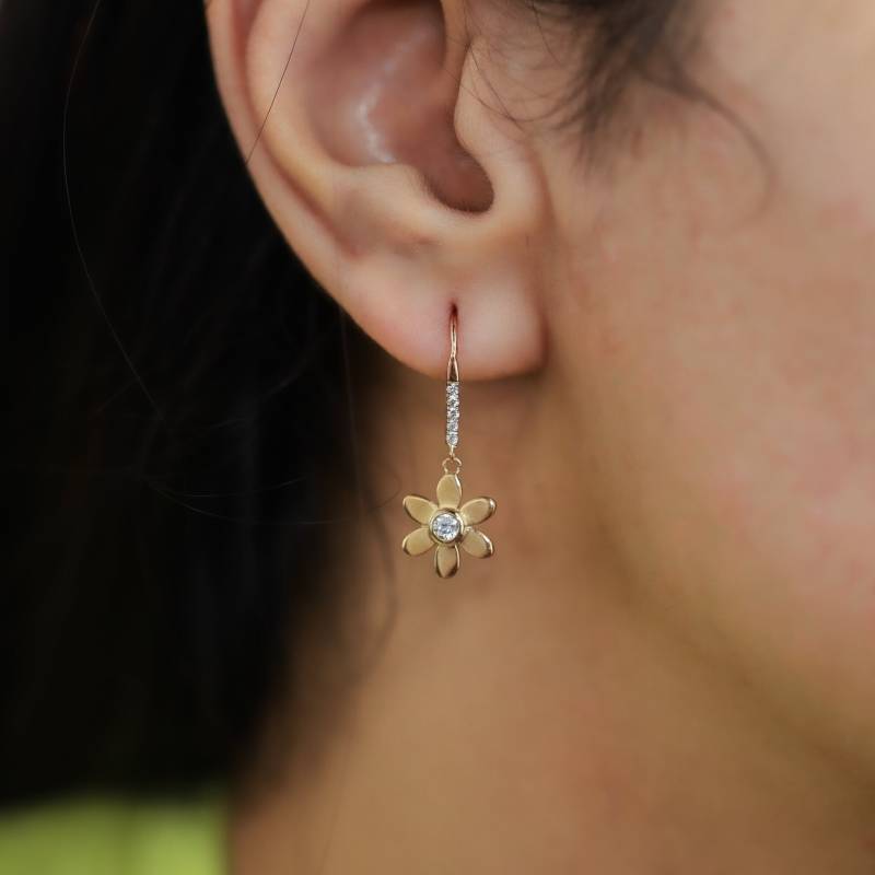 Diamant Baumeln Tropfen Ohrringe | Rundschliff Blumen Creolen Brautschmuck Hochzeit Perfektes Muttergeschenk von VimleshBadaya