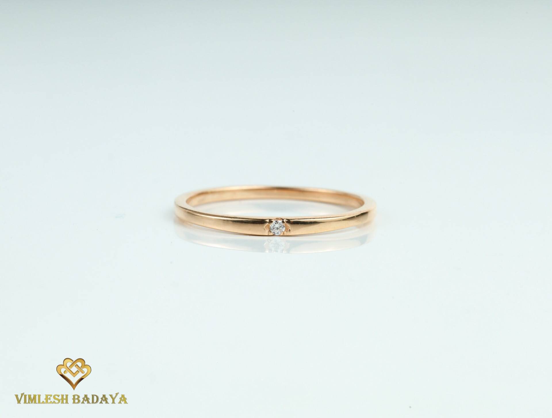 Diamant Stapelring, Golddiamantband, Stapeldiamantring, Golddiamantring, Zierlicher Ring, Dünner Ring Für Evryday von VimleshBadaya