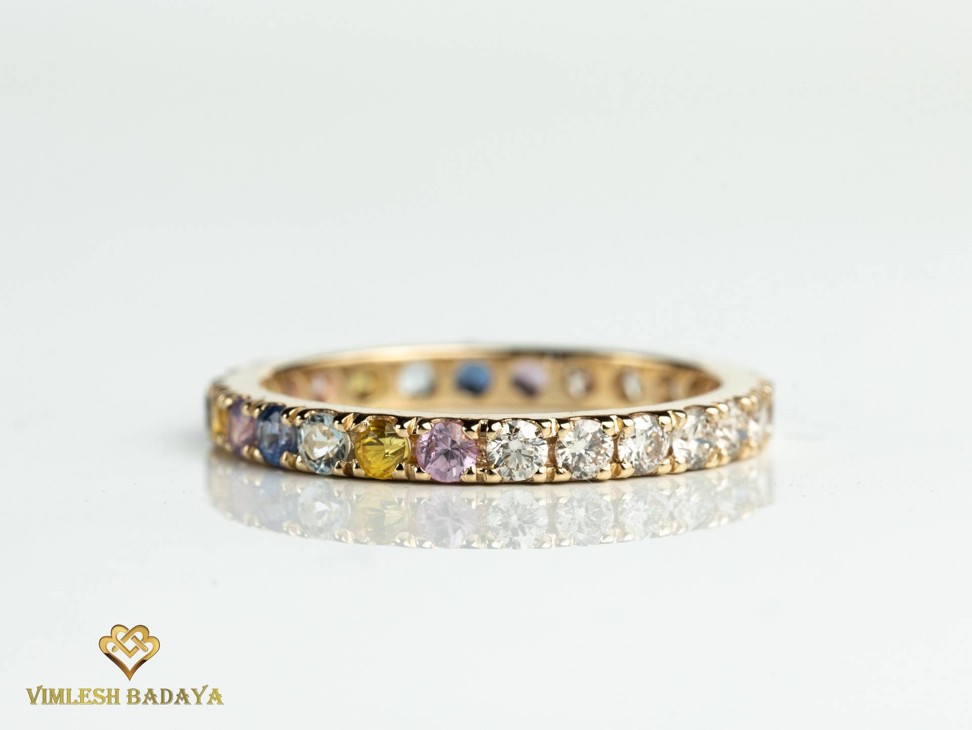 Diamant Und Saphir Ehering, Multi Voller Eternity Ring, Ring von VimleshBadaya