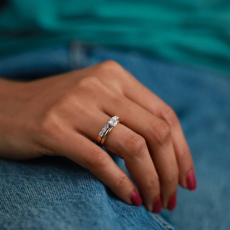 Im Labor Gewachsener Cvd Diamant Solitär Ring | 0.5 Karat Princess Cut Halo-Ring Umweltfreundlich Im Erstellter Verlobungs - & Cocktailschmuck von VimleshBadaya