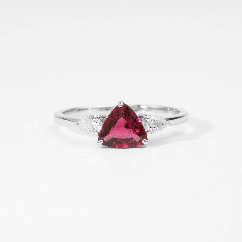 Pink Turmalin Ring | Rubellit Trillion Diamant Verlobungsring Massiv Gold Oktober Geburtsstein Einzigartiges Geschenk von VimleshBadaya