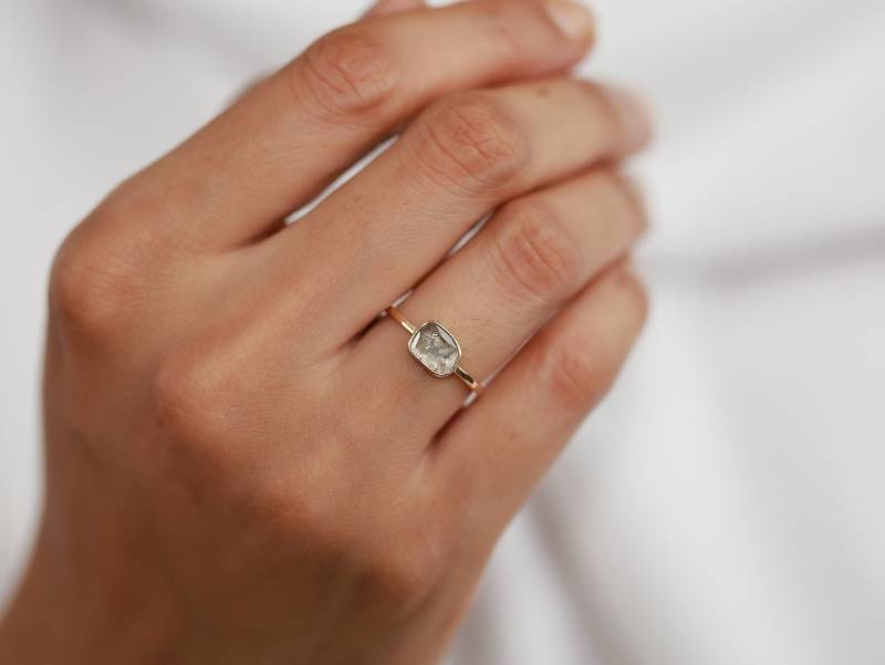 Scheibe Diamant Polki Verlobungsring | Rosenschliff Ring Halb Karat Hellbrauner Einzigartige Verlobung Schmuck von VimleshBadaya