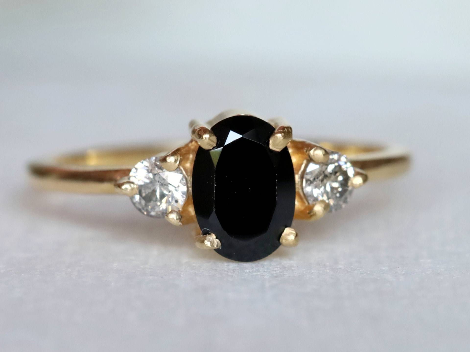 Schwarzer Diamant Ring, Salz Pfeffer Grauer Diamant, Gold Schwarzer Verlobungsring, 1 Karat Ring von VimleshBadaya