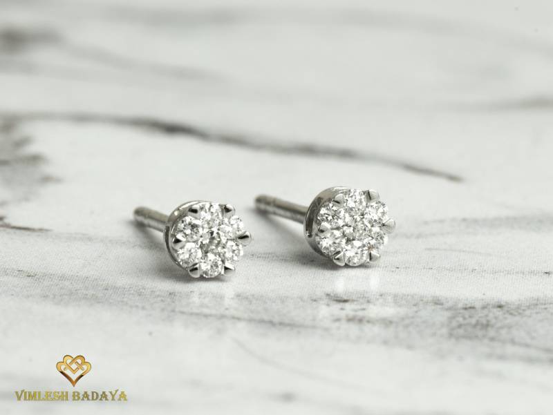 Solid Gold Unsichtbar Set Winzige Diamant Ohrstecker, Runde Ohrringe Geschenk, Jubiläum Schmuck Il02, Einzigartiges Geschenk Für Sie von VimleshBadaya