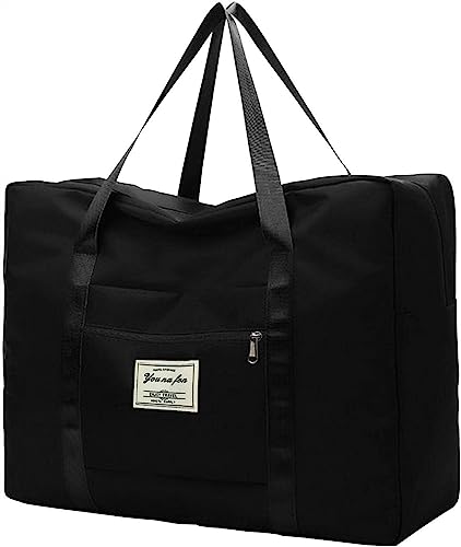 Faltbare Reisetasche, Tragetasche, Wochenend-Übernachtungstasche, Handgepäck for Damen und Herren, wasserdichte große Reisetasche, Sporttasche (Color : Black, Size : XL) von Vimlo