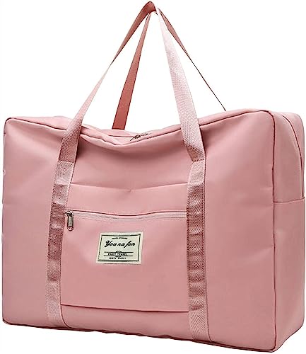 Faltbare Reisetasche, Tragetasche, Wochenend-Übernachtungstasche, Handgepäck for Damen und Herren, wasserdichte große Reisetasche, Sporttasche (Color : Pink, Size : L) von Vimlo