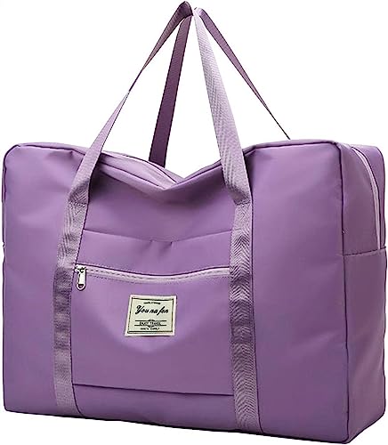 Faltbare Reisetasche, Tragetasche, Wochenend-Übernachtungstasche, Handgepäck for Damen und Herren, wasserdichte große Reisetasche, Sporttasche (Color : Purple, Size : M) von Vimlo