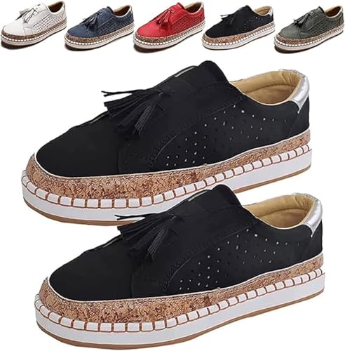 Vimlo Dotmalls-Sneaker for Damen, Dotmalls-Schuhe, ultrabequeme, atmungsaktive Dotmalls-Sneaker, Bequeme orthopädische Damen-Sneaker (Color : Black, Size : 39) von Vimlo