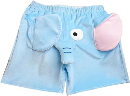 Vimlo Jumbo Trunks Pyjamas, Elefantenhosen for Männer und Frauen, lustige, süße, weiche Elefantenrüssel-Pyjamahosen for Männer, Elefanten-Pyjamas (Color : Blue Short, Size : M) von Vimlo