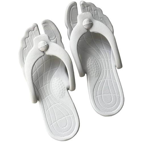 Vimlo Reise-Flip-Flop for Damen und Herren, tragbare, faltbare Hausschuhe, weiche, bequeme, rutschfeste, faltbare Flip-Flops, schnell trocknende Haus-/Badezimmer-/Duschsandalen(Color:Gray,Size:M) von Vimlo