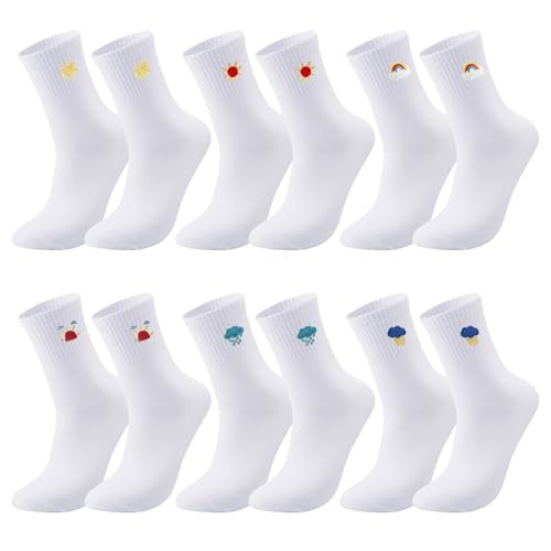 6-Paare Tennissocken Kinder 31-34, Sportsocken Kinder Tennissocken Mit Motiv Socken Mädchen Atmungsaktiv Bequem Alltagssocken Niedlich Design für Schule und Freizeit von Vimmvid