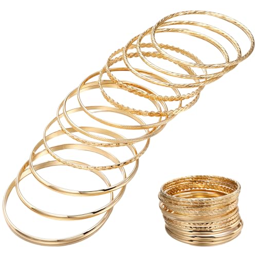 Vimmvid 12 Stuck Armreif Gold, Armband en Modisch Und Gut Aussehend, Armband Gold Damen Kann Gestapelt Und Getragen Werden, Damen Kann Als Geschenk An Freunde Familie Usw von Vimmvid