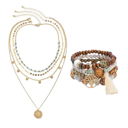 2 Stück Boho Schmuck Damen Set, Halsketten Sommer Accessoires Damens, Boho Kette Damens, Langlebig Sommer Kette Damen Strand Geeignet für Dating Strandparty und Reisen von Vimmvid