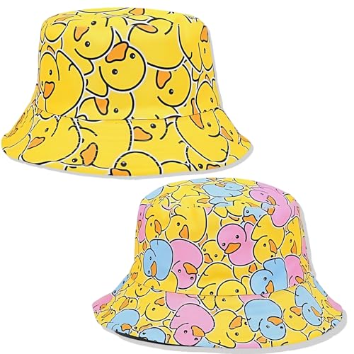 Vimmvid 2 Stück Fischerhut Herren, Anglerhut Herren Fischerhut Damen Ente-Hüte Reversibel Freizeithut für Wandern Camping Reisen Angeln von Vimmvid