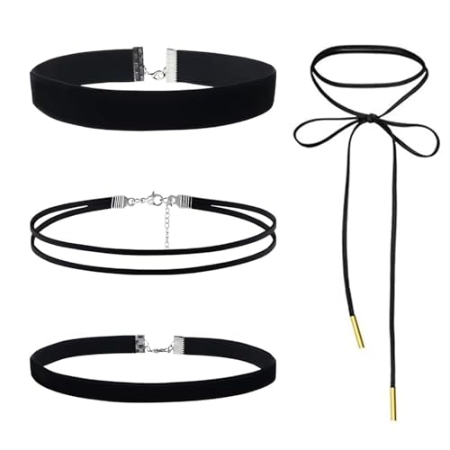 Vimmvid 4 Stück Choker Kette Damen, Kette Schwarz Damen Collar Women Halskette Schwarz Für Halloween Und Partys von Vimmvid